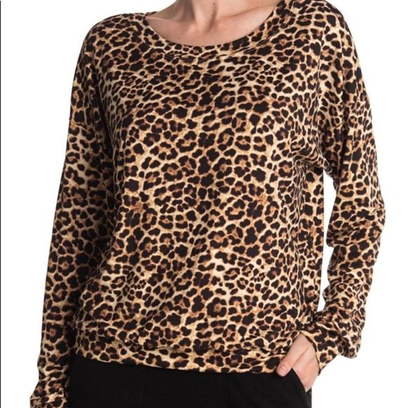 Socialite Tops - NWT Socialite Tie Dye Print Pullover Sweatshirt in Leopard